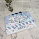 TEDDY HOUSE PRINT FOLDER - BLUE