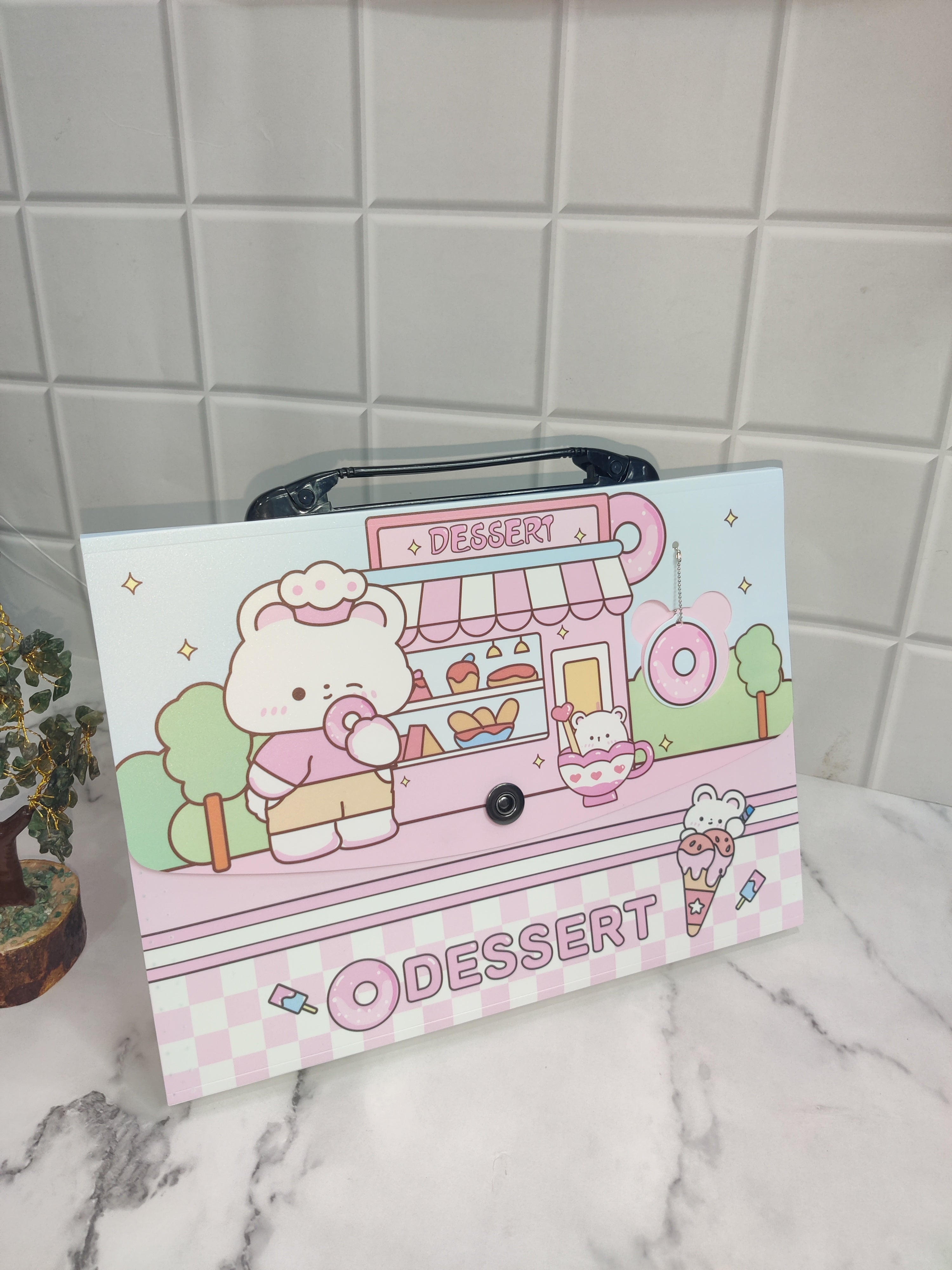 DESSERT SHOP PRINT FOLDER - PINK & GREEN