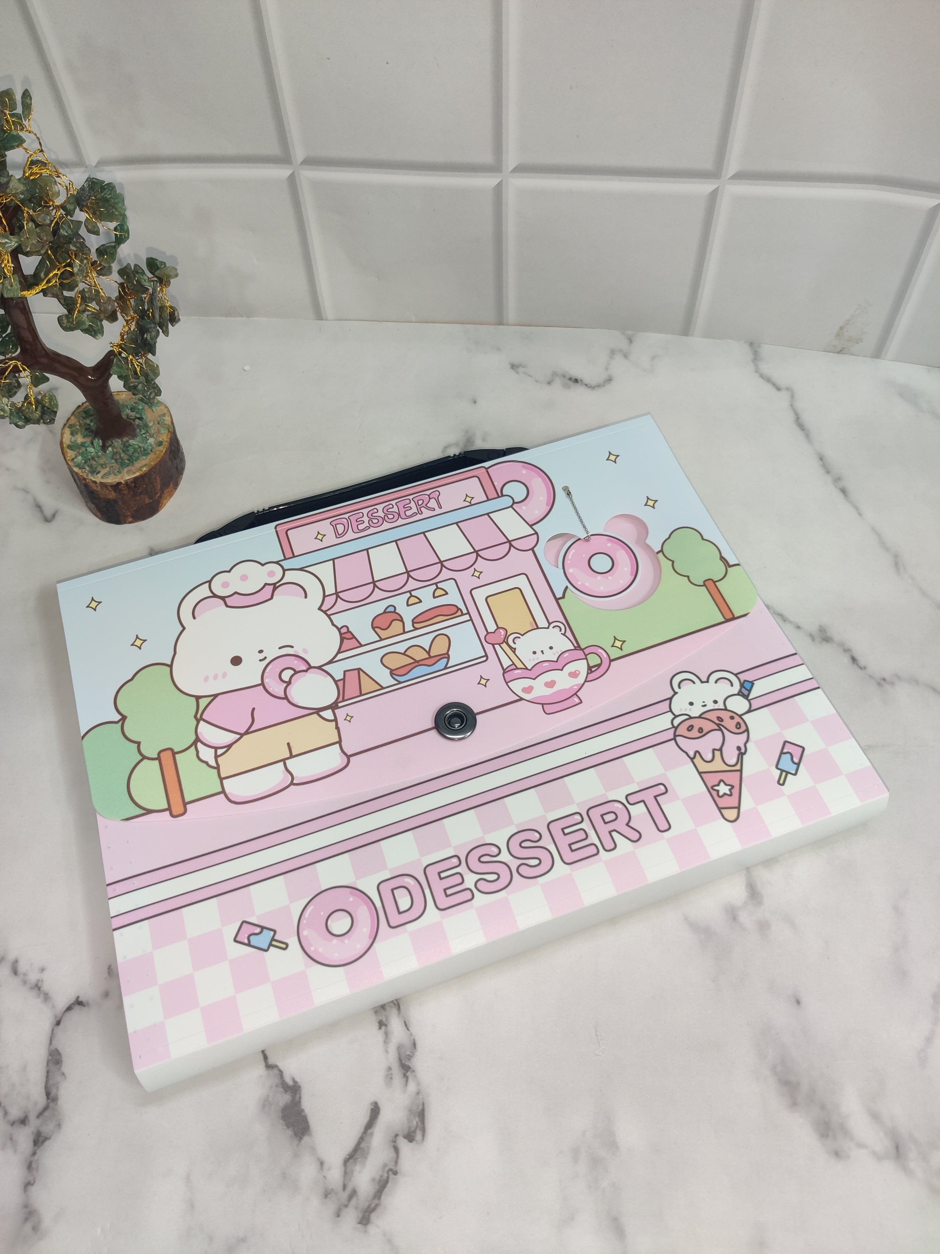 DESSERT SHOP PRINT FOLDER - PINK & GREEN