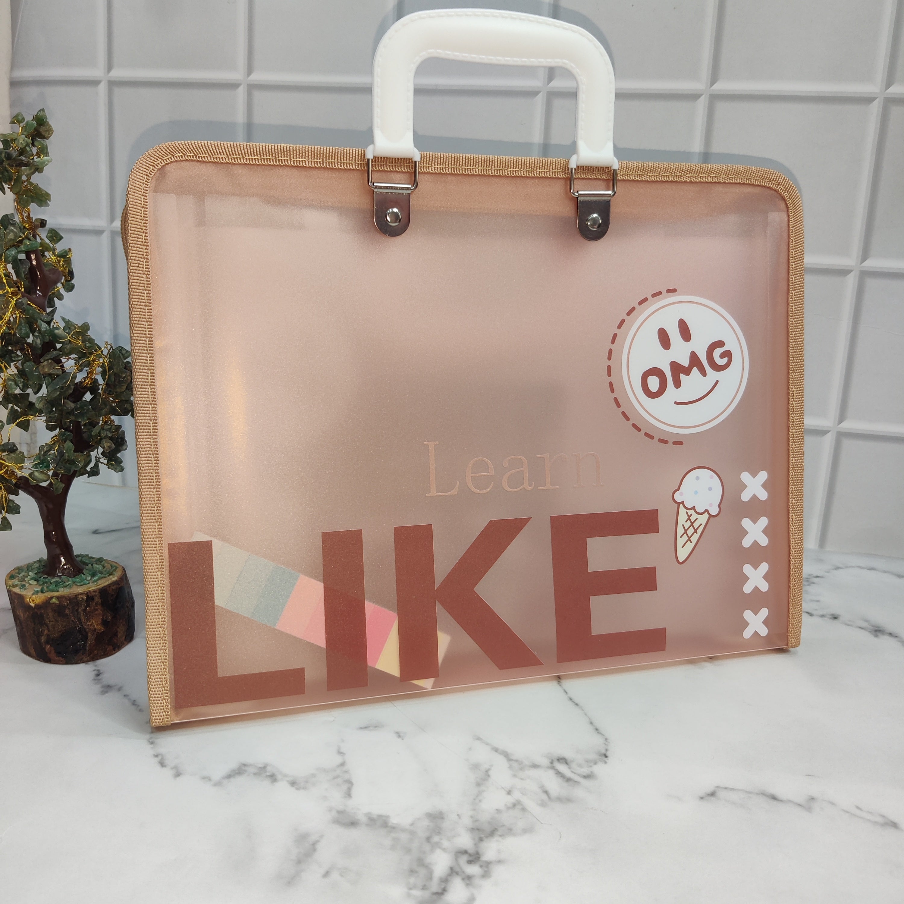 LIKE PRINT FOLDER - BROWN