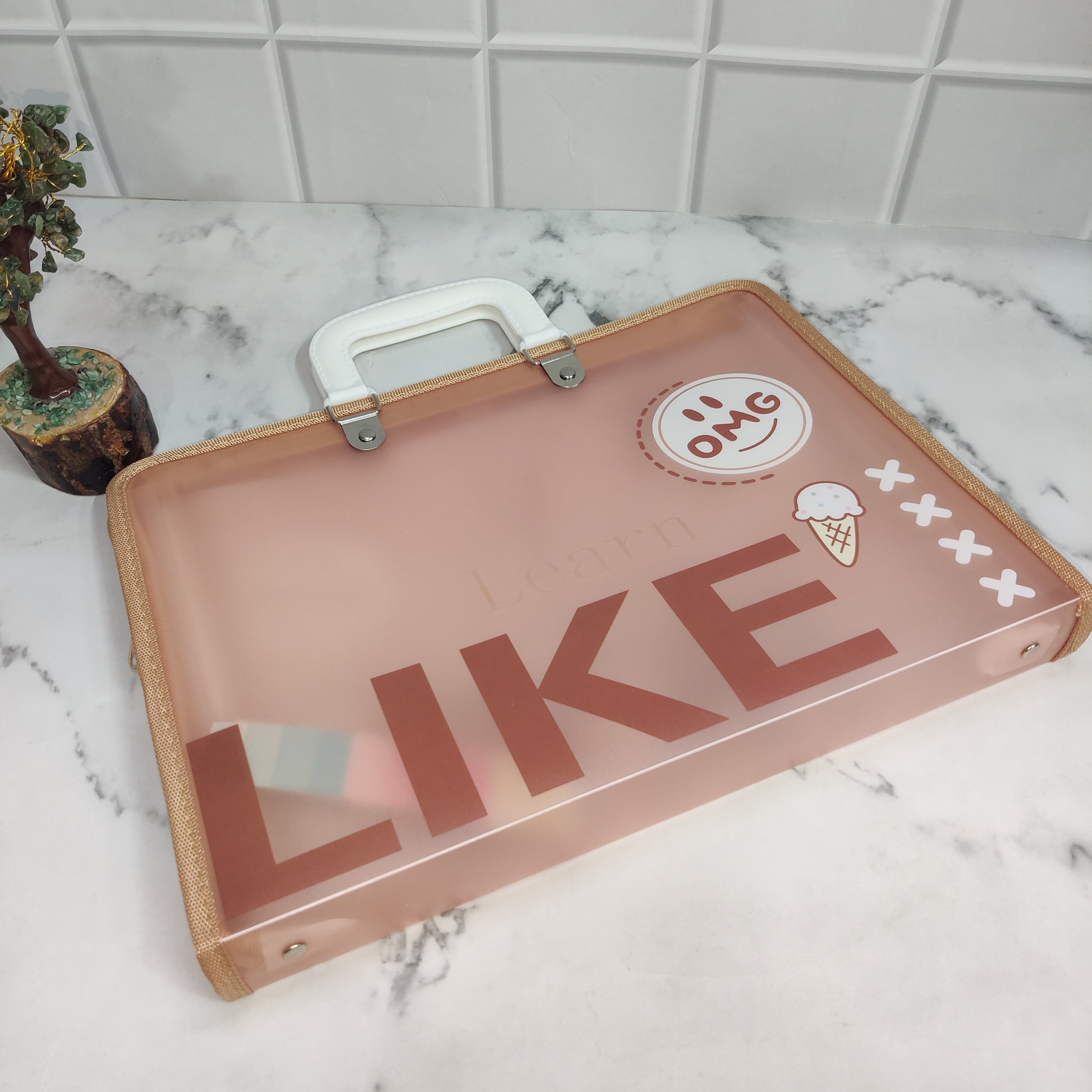 LIKE PRINT FOLDER - BROWN