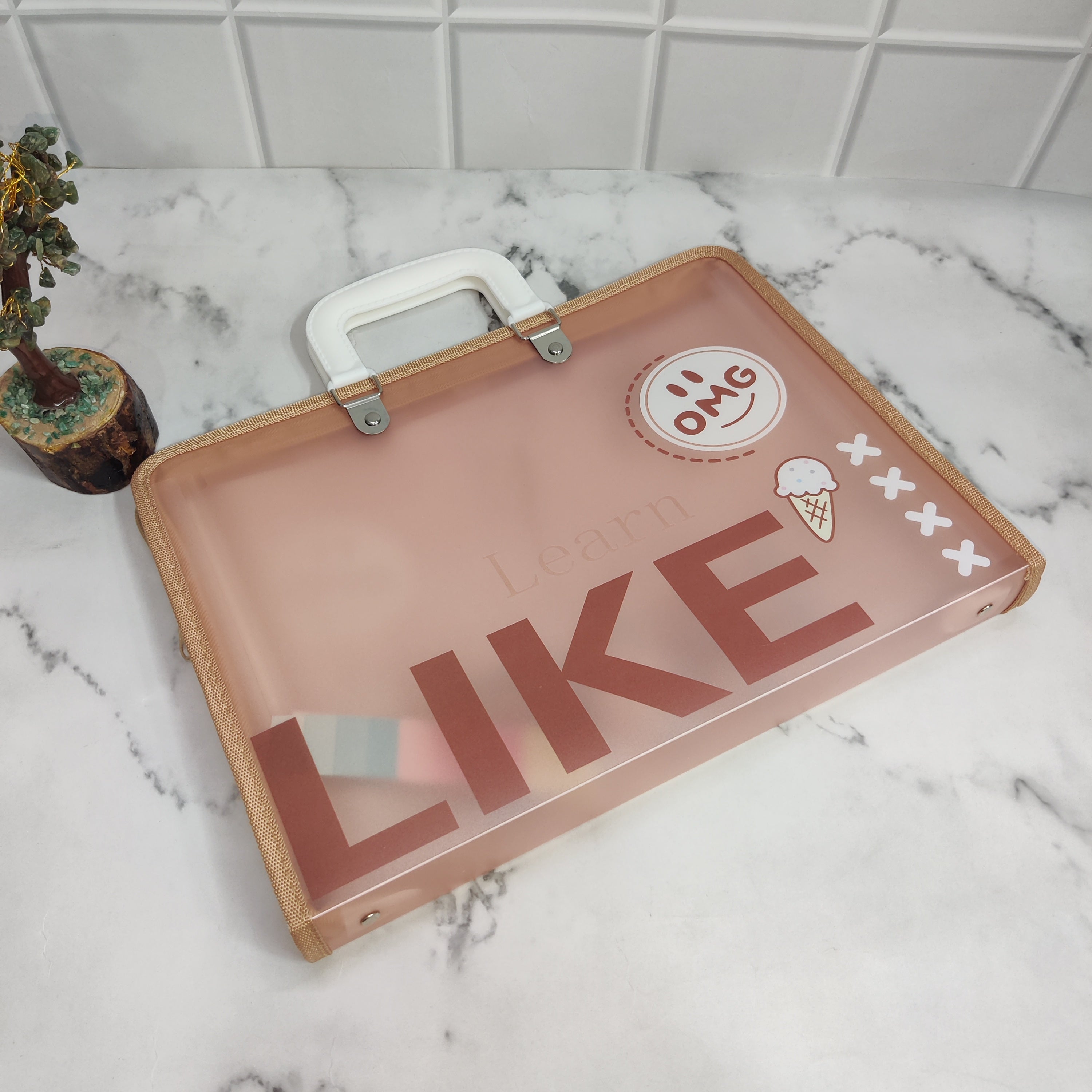 LIKE PRINT FOLDER - BROWN