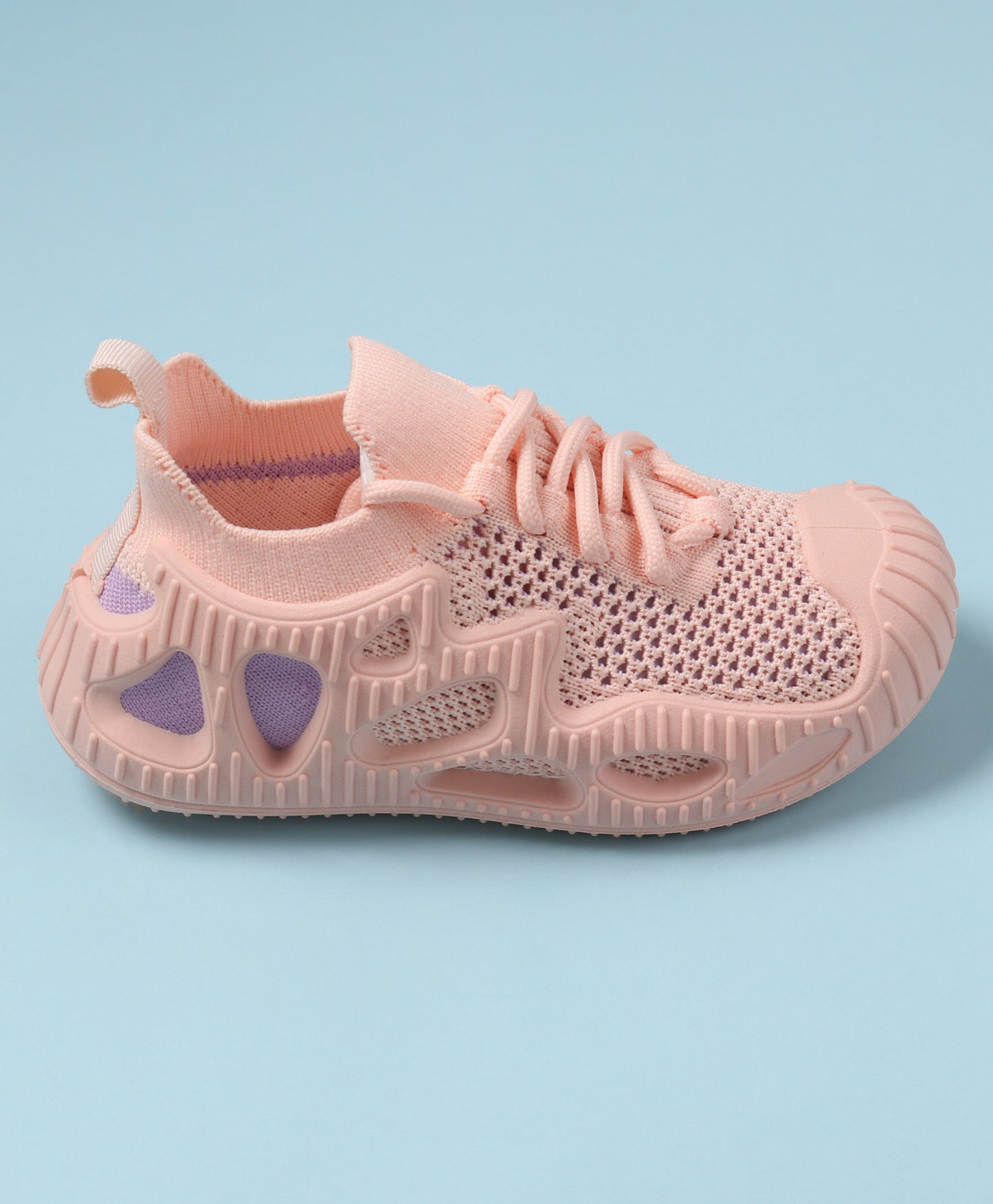 MESH DESIGN LACE-UP SLIP - ON SHOES - PINK & PURPLE