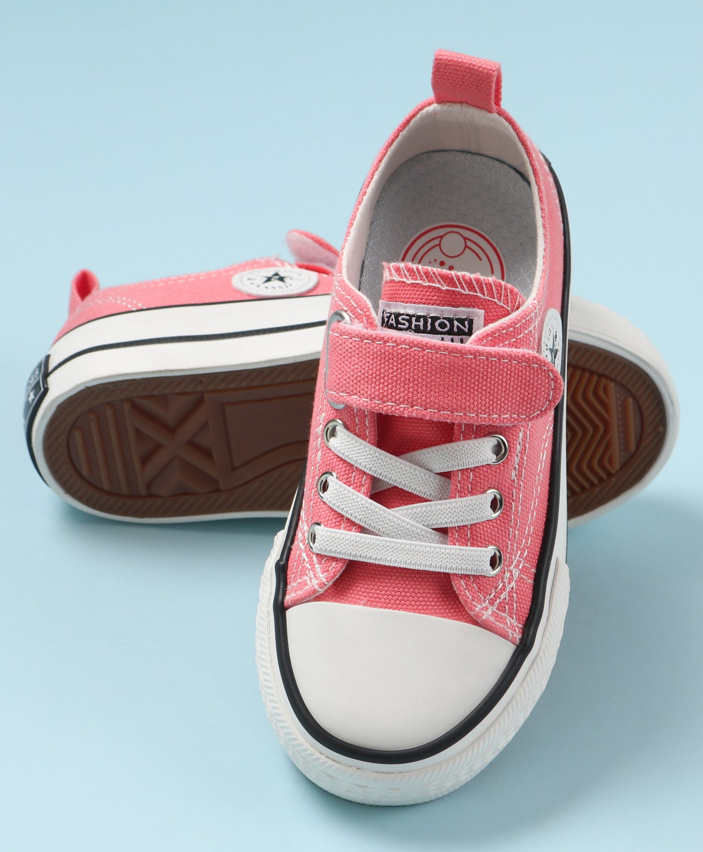 STAR PATCH VELCRO CLOSURE SNEAKERS - PINK