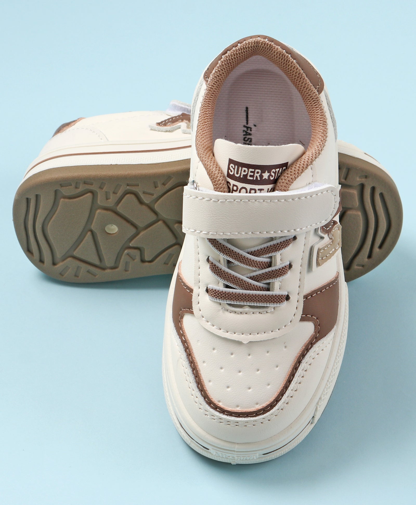 N PATCH VELCRO CLOSURE SNEAKERS - WHITE & PINK