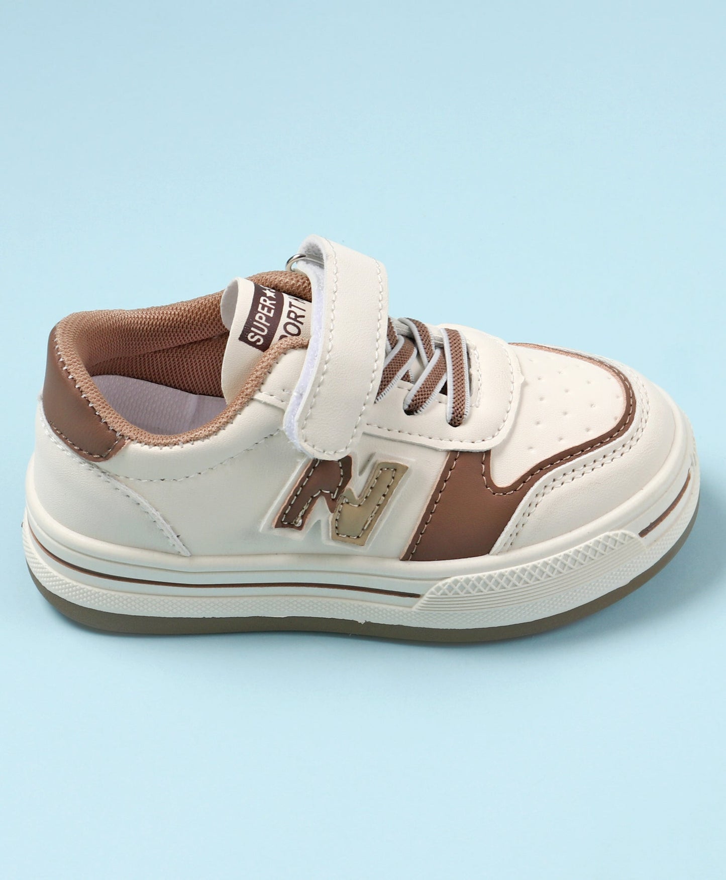 N PATCH VELCRO CLOSURE SNEAKERS - WHITE & PINK
