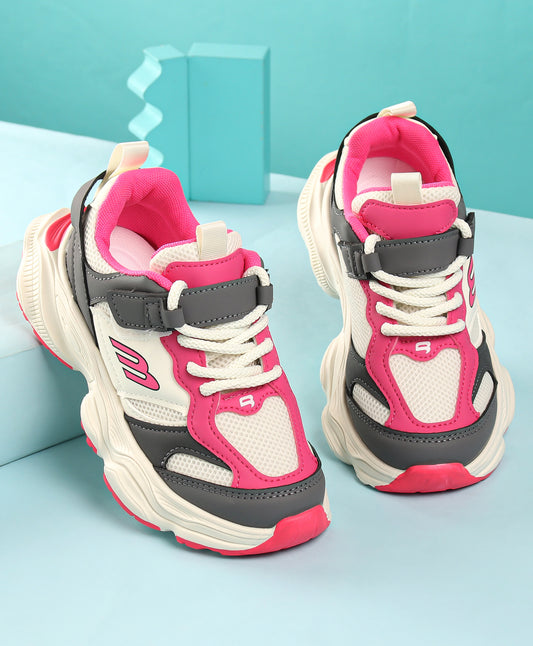 DUAL COLOR HIGH TOP SNEAKERS - WHITE & PINK