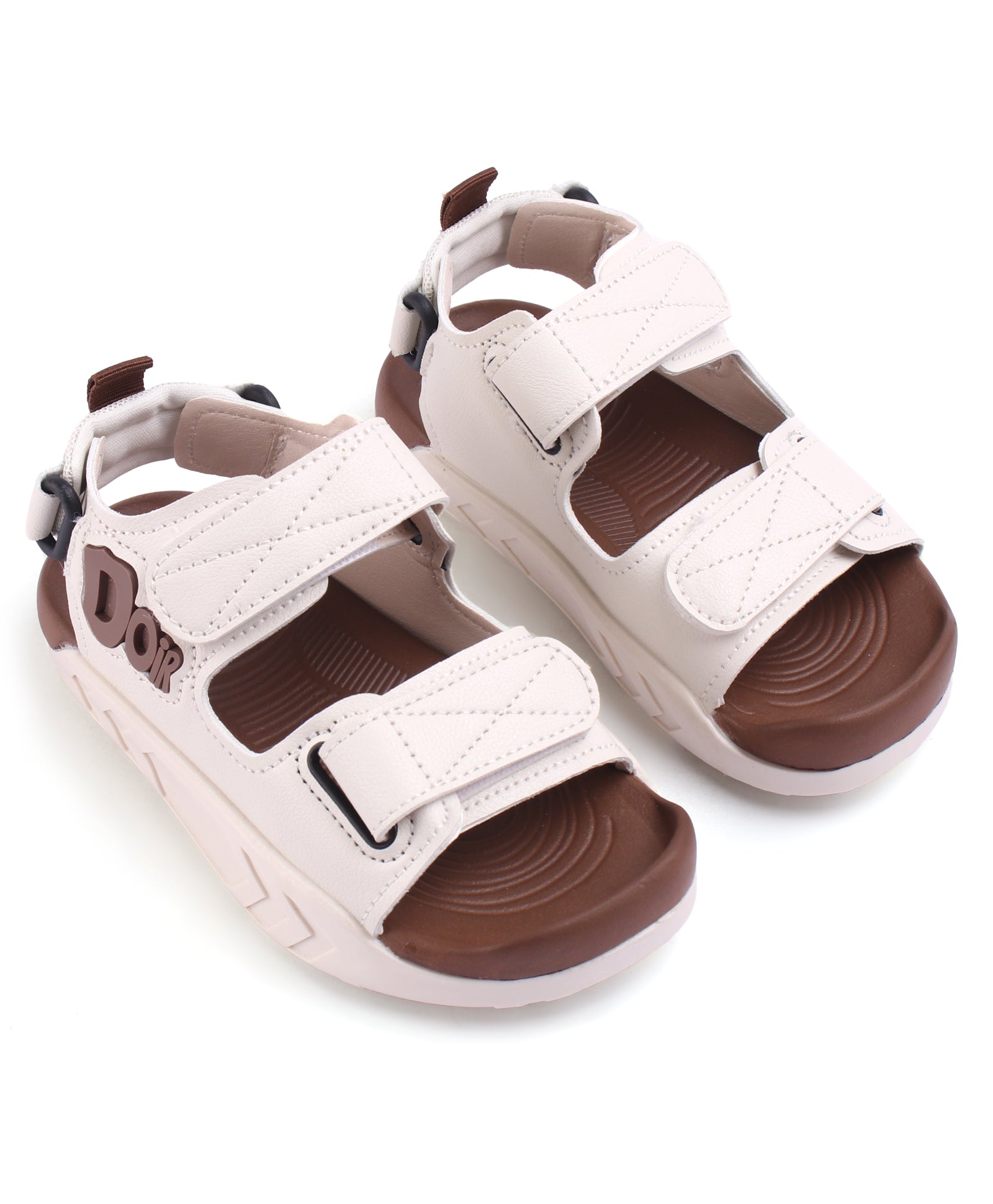 DOUBLE VELCRO CLOSURE SANDAL - BROWN