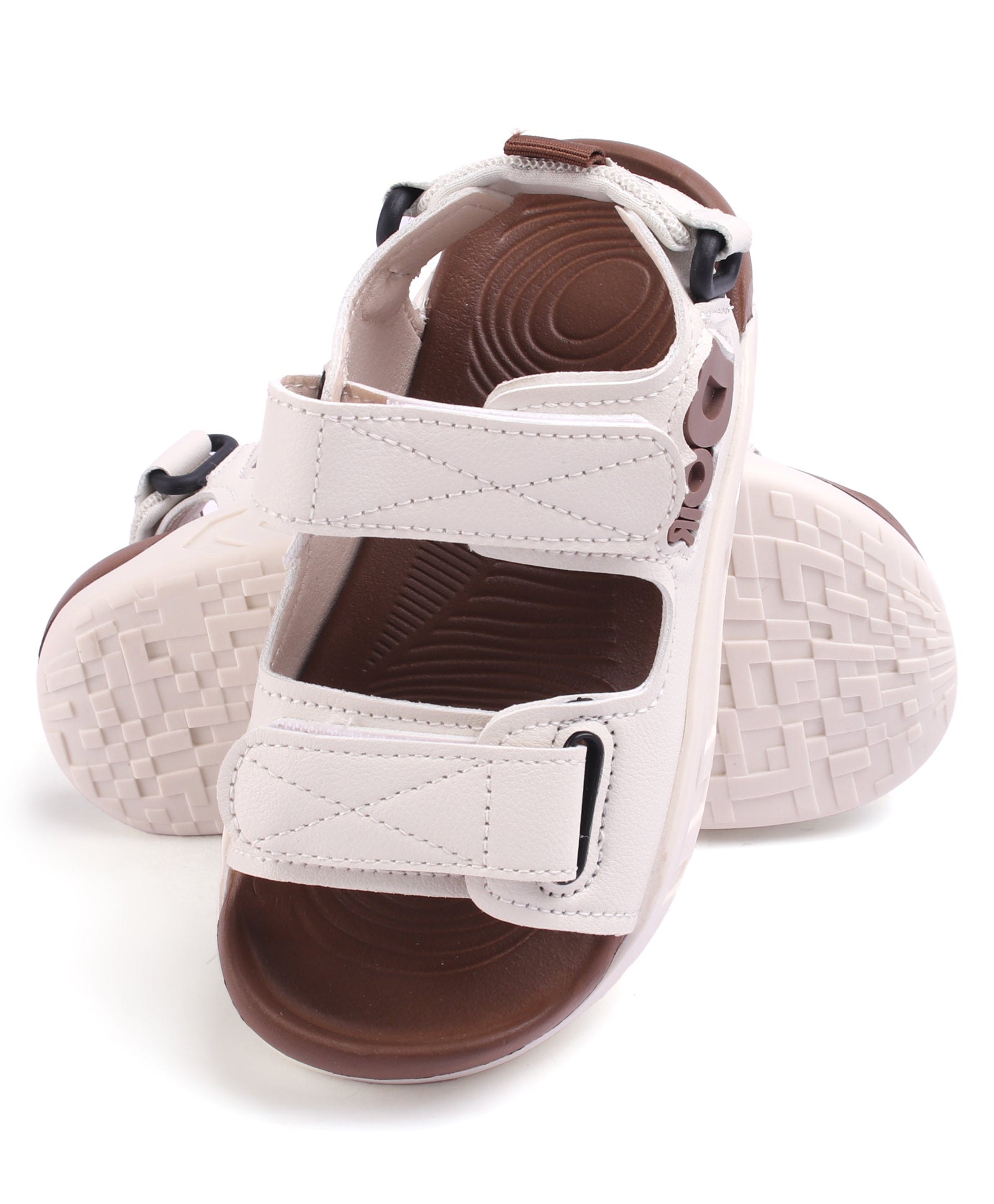 DOUBLE VELCRO CLOSURE SANDAL - BROWN