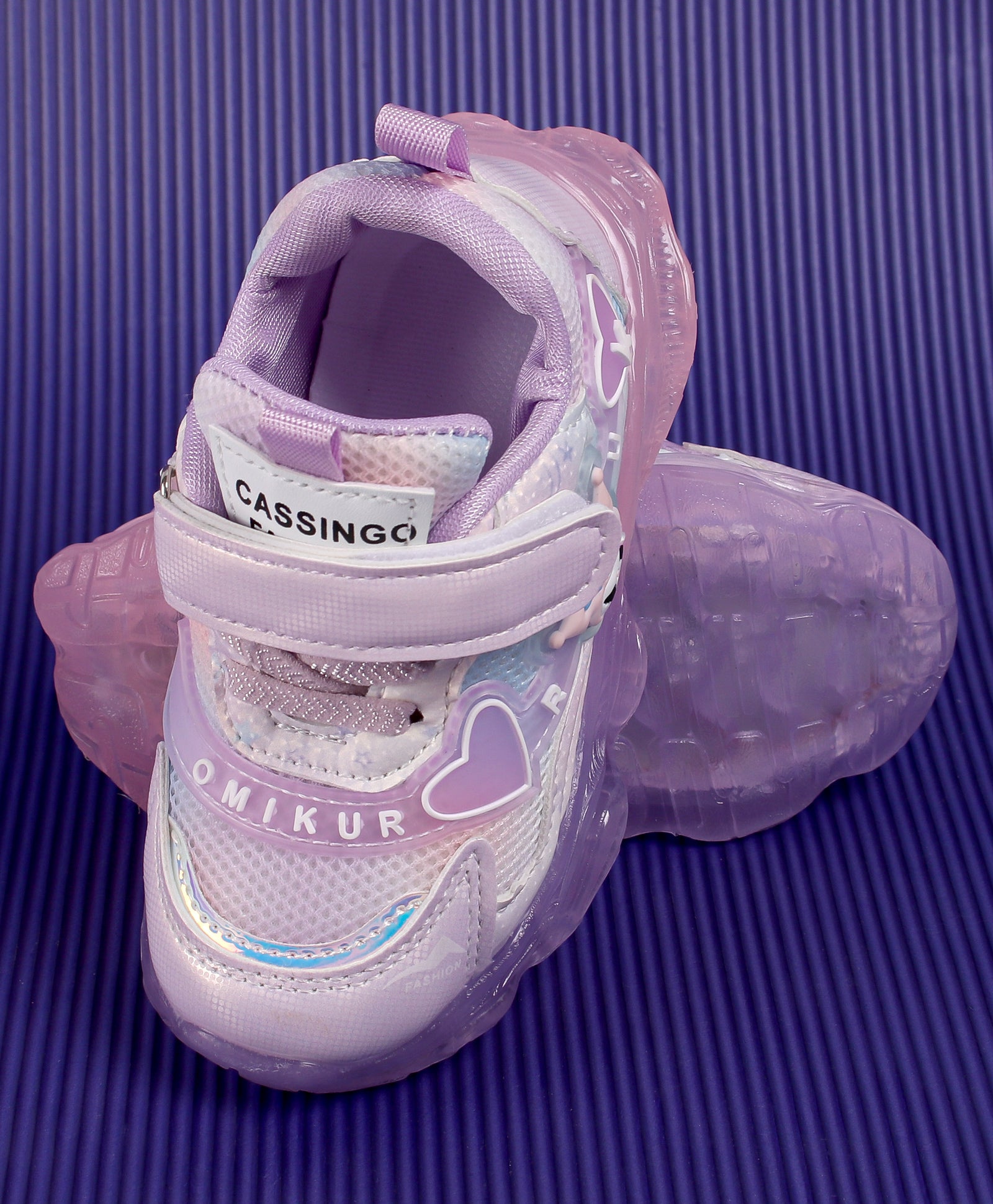 CARTOON APPLIQUE LED SHOES - PURPLE