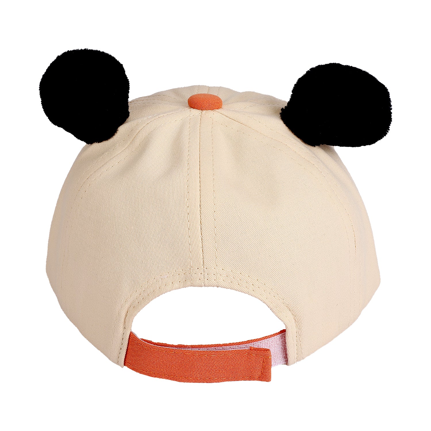 PANDA FACE DESIGN COTTON CAP - ORANGE