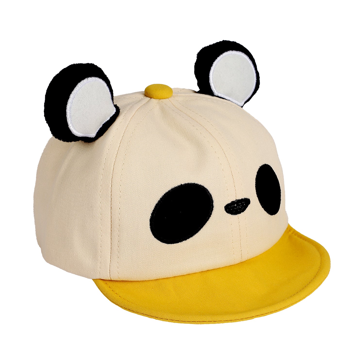 PANDA FACE DESIGN COTTON CAP - YELLOW