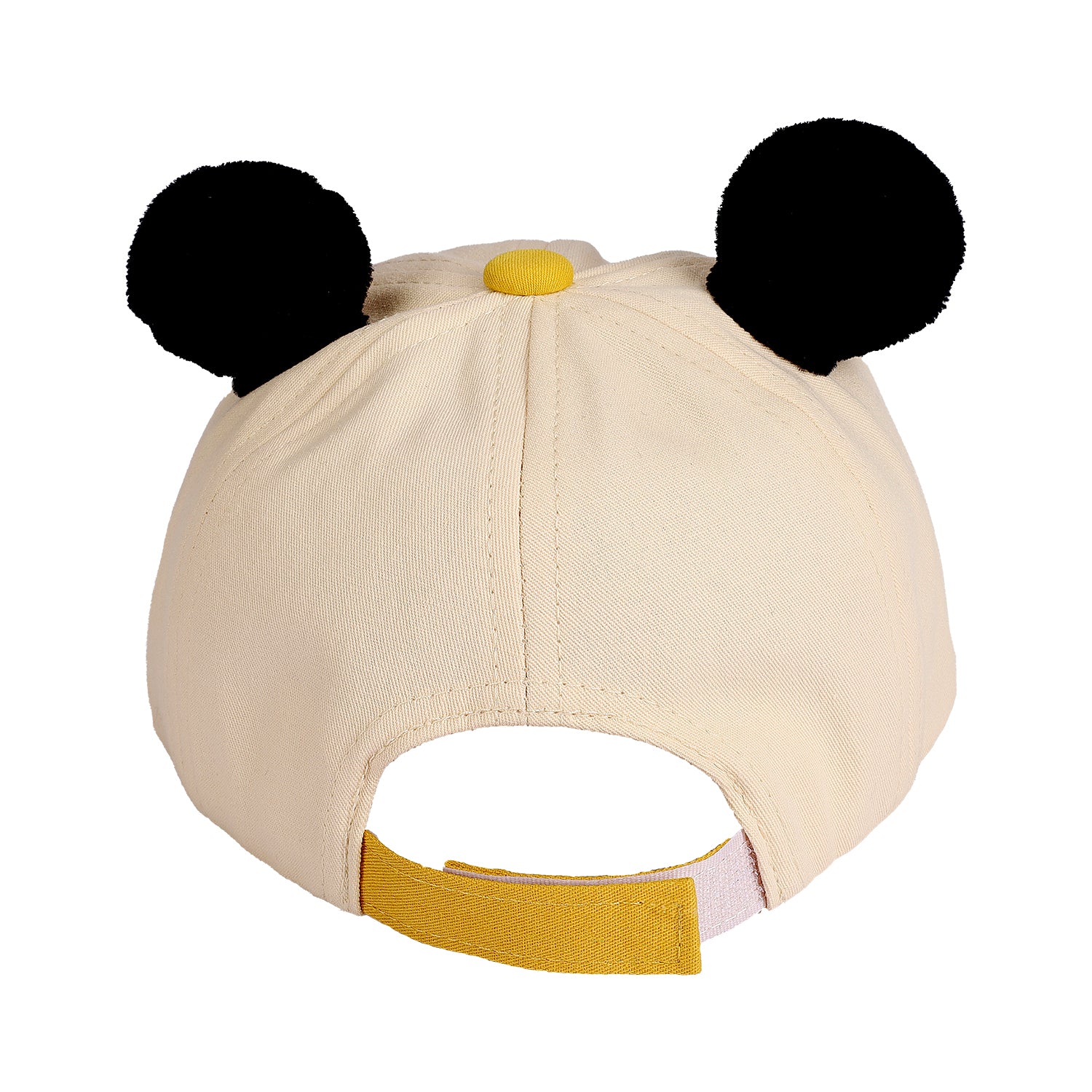 PANDA FACE DESIGN COTTON CAP - YELLOW