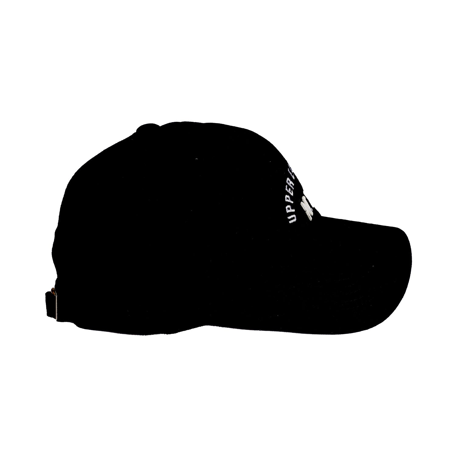 TEXT EMROIDERED DENIM CAP - BLACK