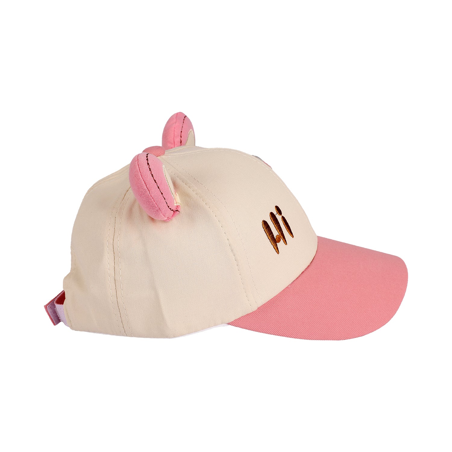 BEAR PATCH & TEXT EMBROIREDED CAP - PINK