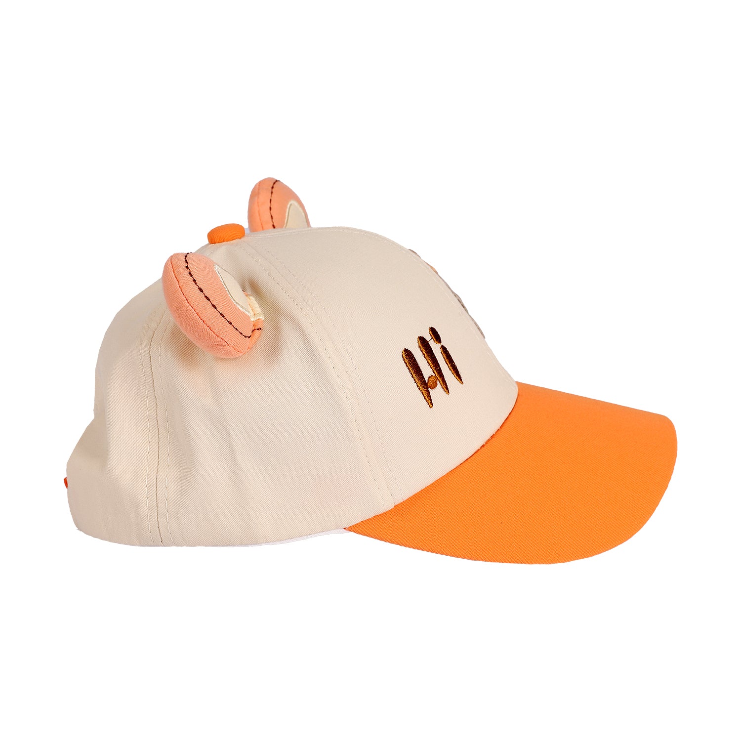 BEAR PATCH & TEXT EMBROIREDED CAP - ORANGE