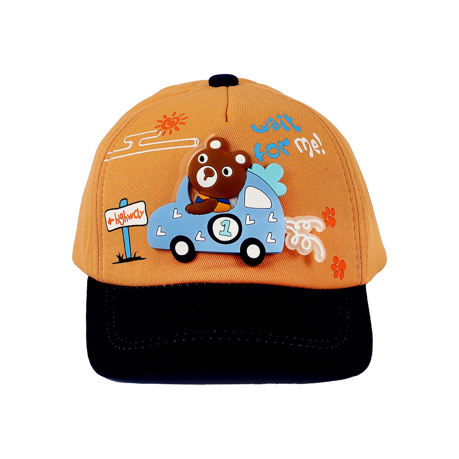 BEAR PATCH APPLIQUE CAP - ORANGE