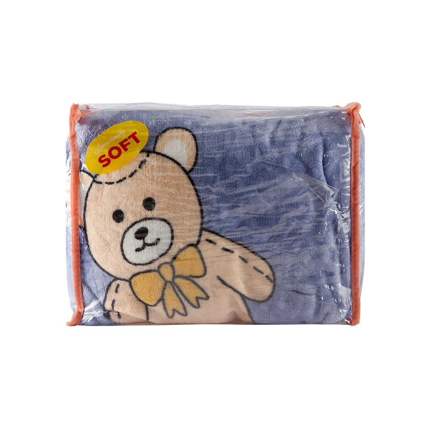 TEDDY PRINTED SINGLE BED BLANKET - BLUE