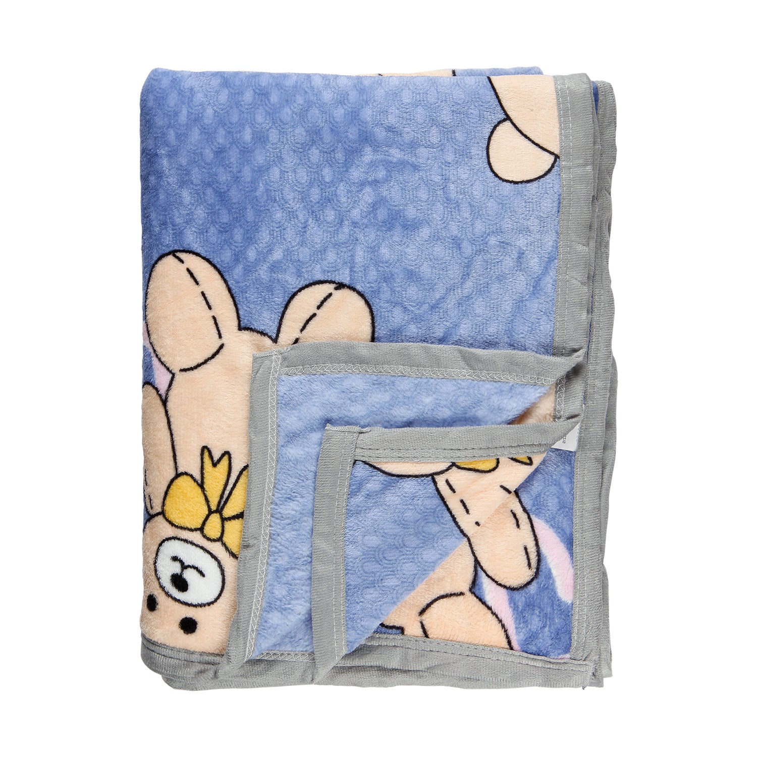 TEDDY PRINTED SINGLE BED BLANKET - BLUE