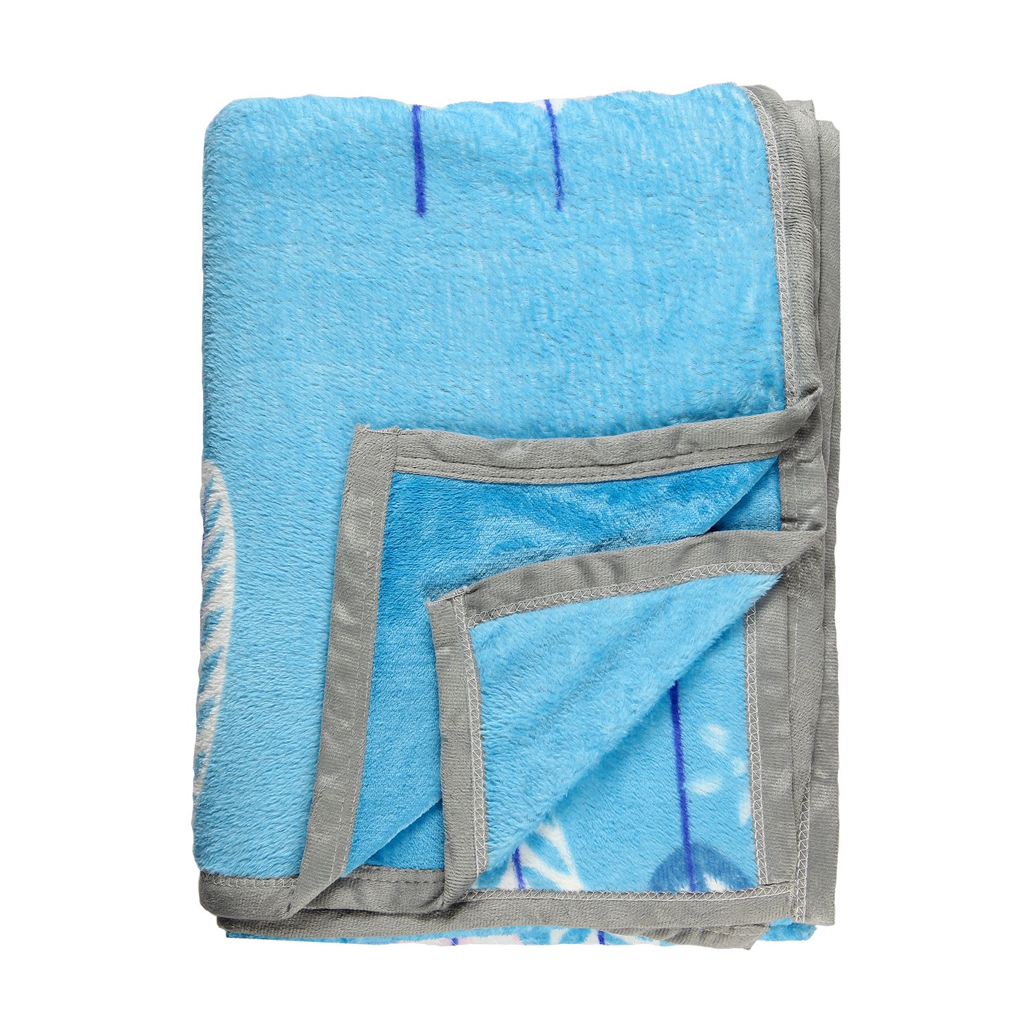 LEAF PRINTED SINGLE BED BLANKET - BLUE