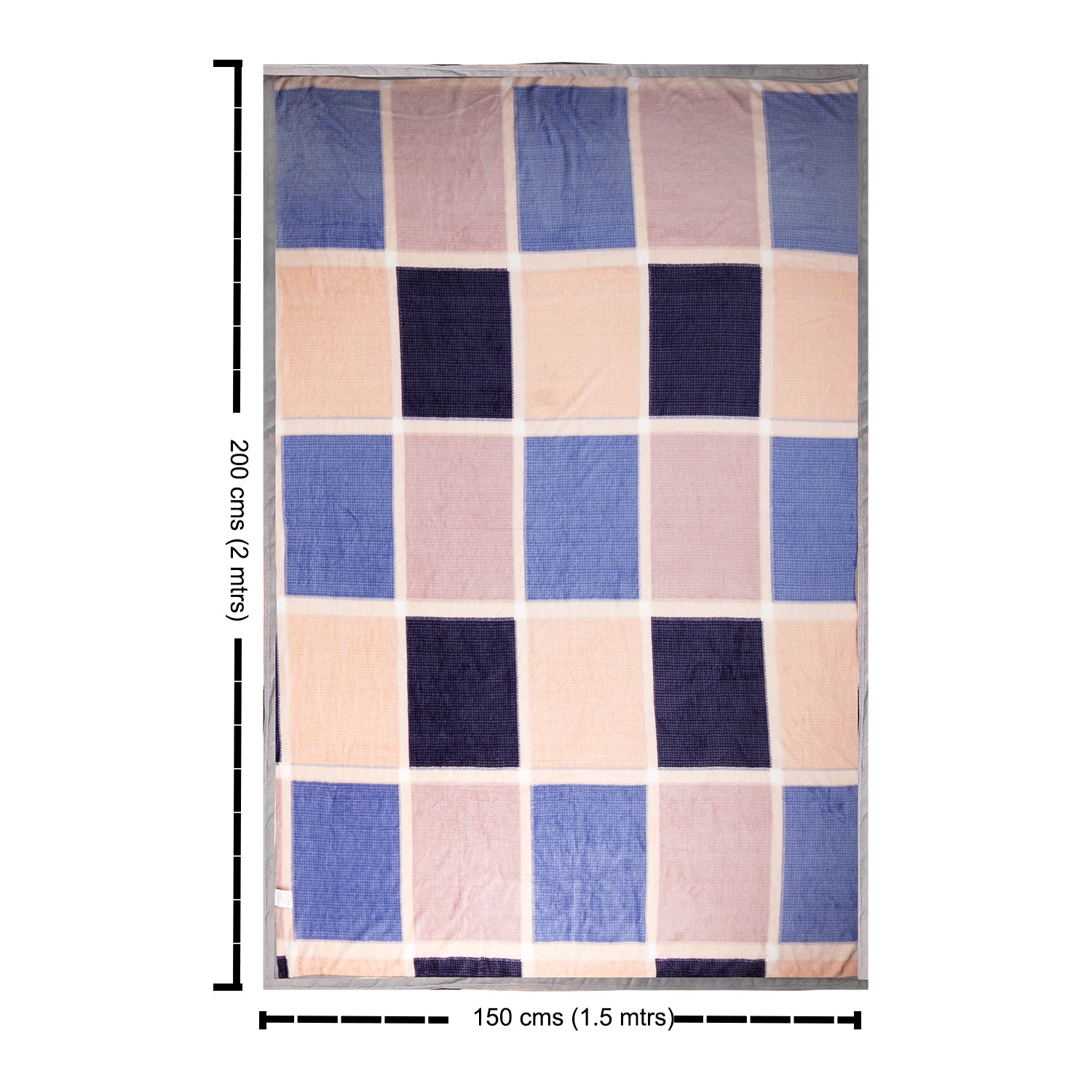 CHECKS DESIGN SINGLE BED BLANKET - PEACH & BLUE