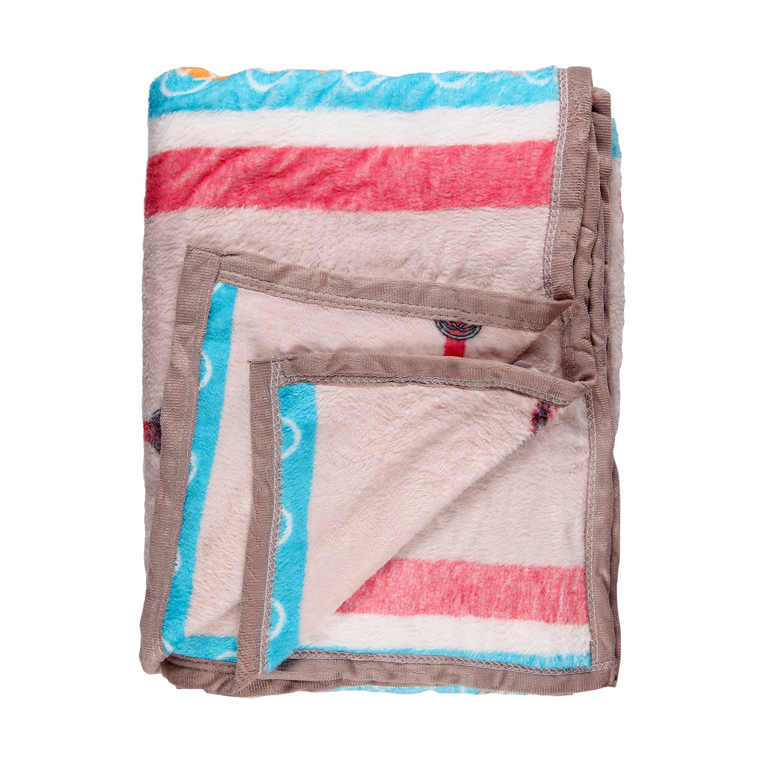 ROPE PRINTED STRIPES PATTERN SINGLE BED BLANKET - BEIGE