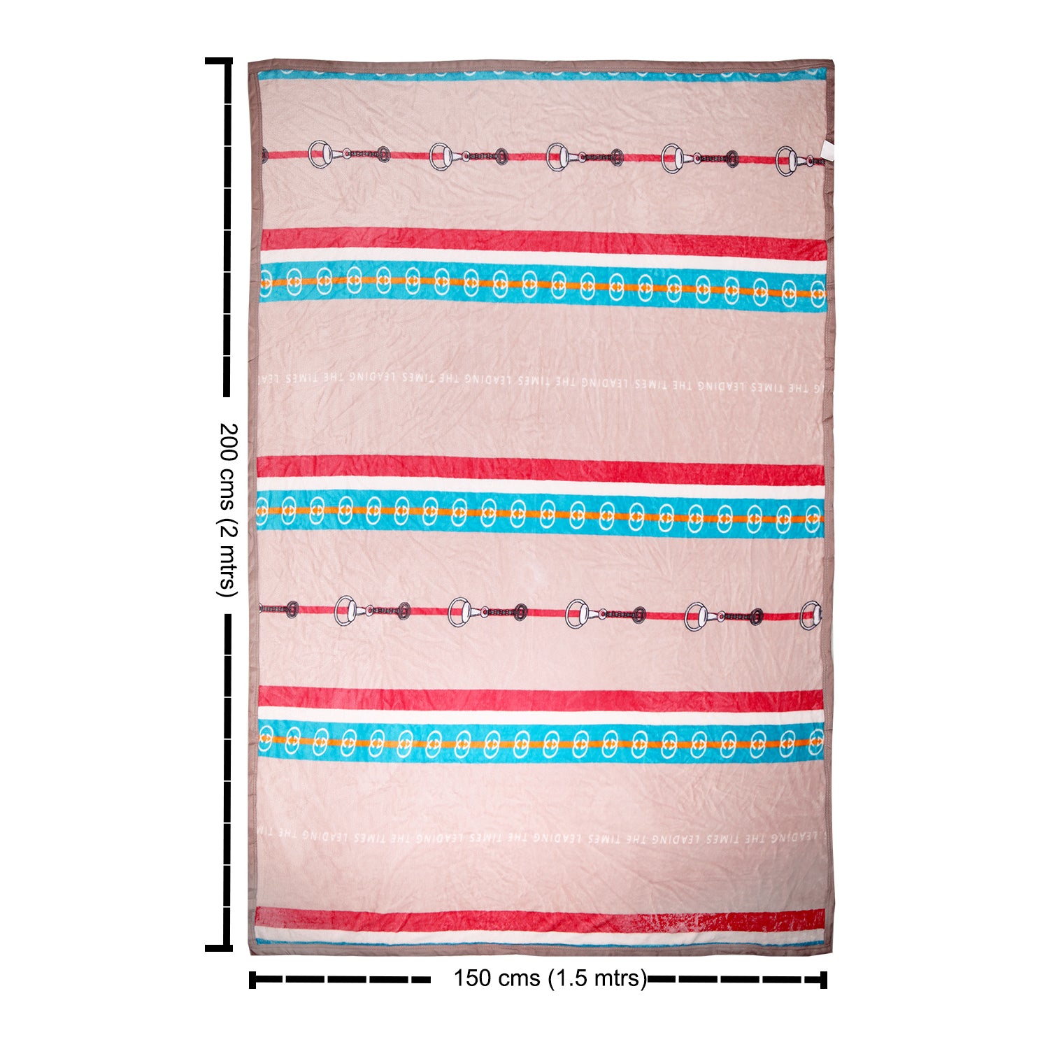 ROPE PRINTED STRIPES PATTERN SINGLE BED BLANKET - BEIGE