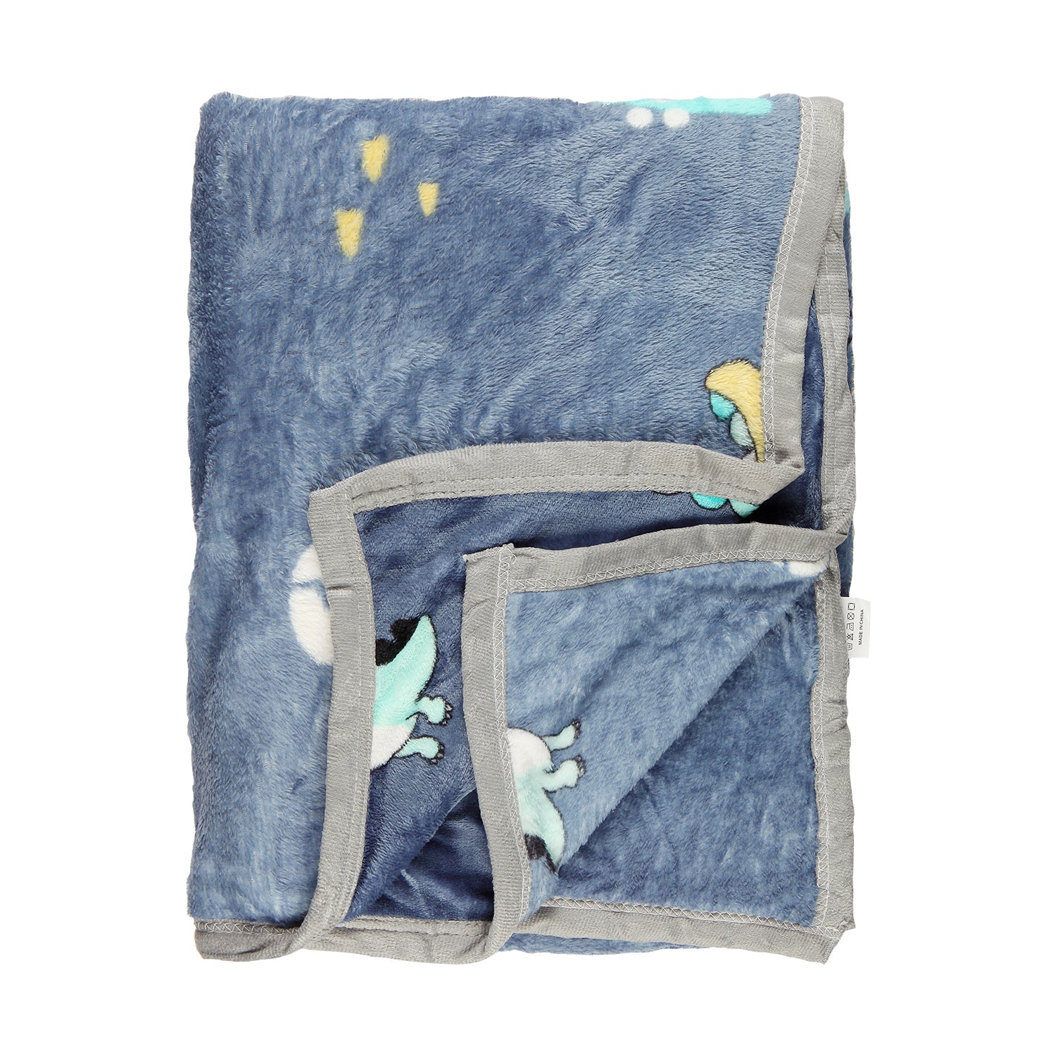 LITTLE DINO PRINTED SINGLE BAD BLANKET - DARK BLUE