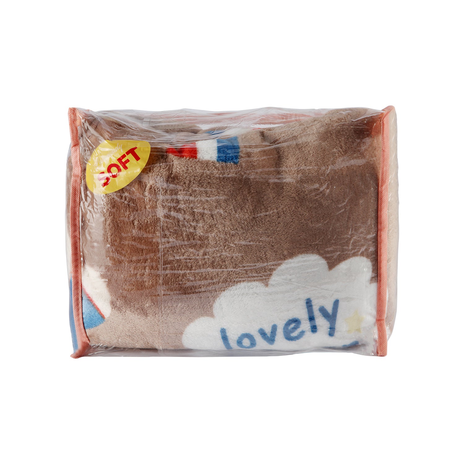 LOVELY BEAR PRINT SINGLE BED BLANKET - BROWN