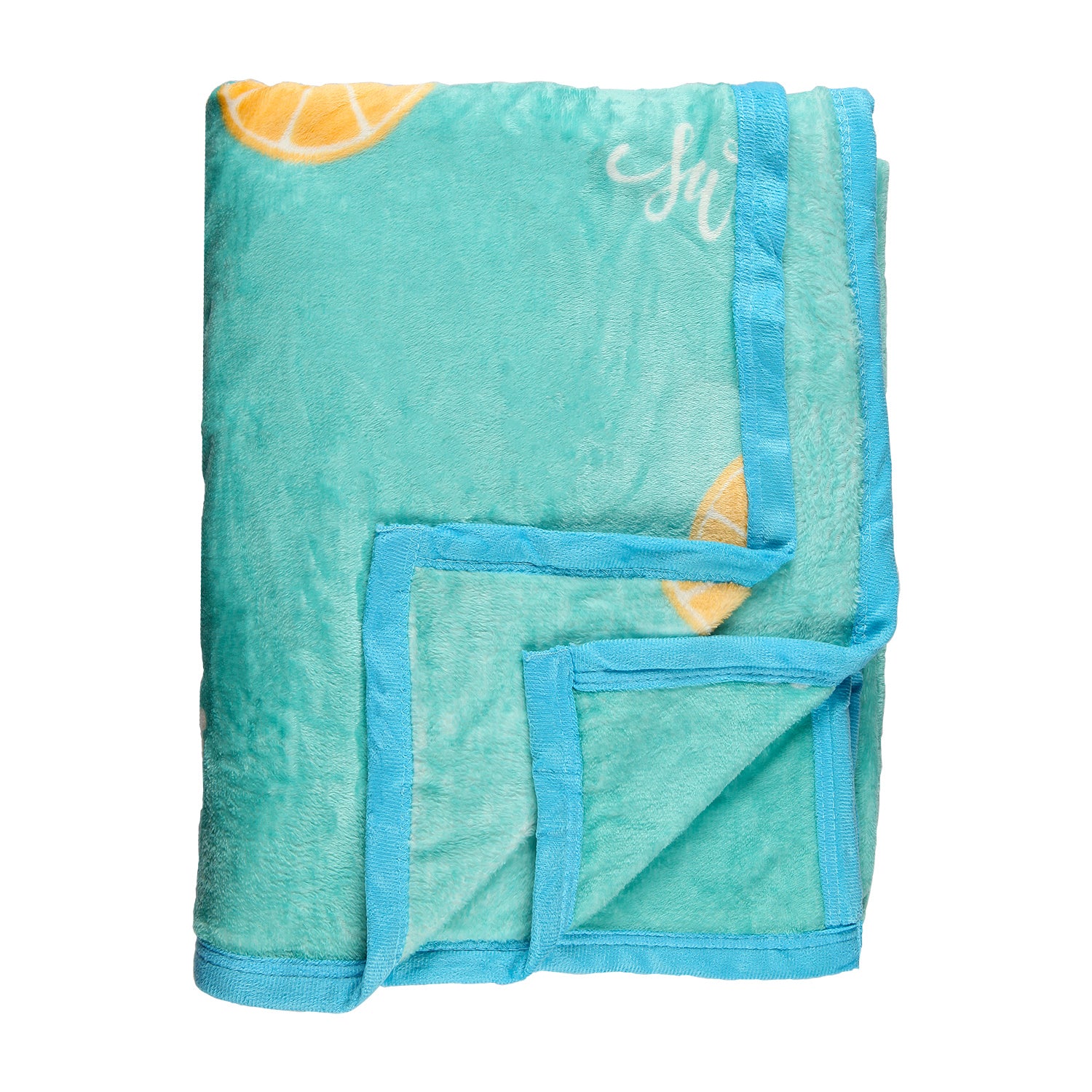 LEMON CYCLE PRINTED SINGLE BED BLANKET - SEA GREEN