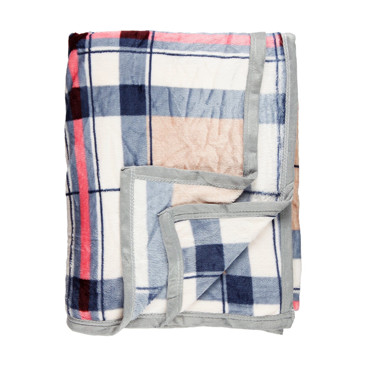 CHECKS PRINTED SINGLE BED BLANKET - BROWN