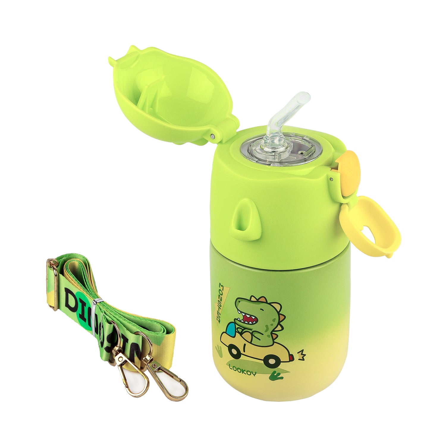 DINO PRINT SIPPER BOTTLE - GREEN