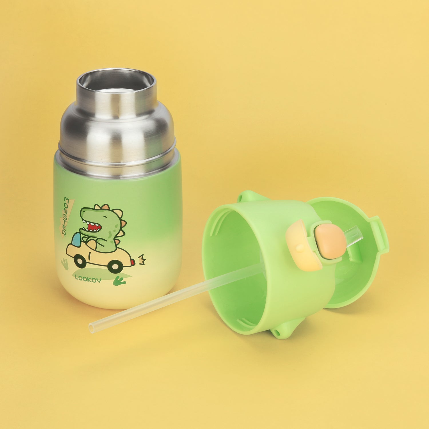 DINO PRINT SIPPER BOTTLE - GREEN