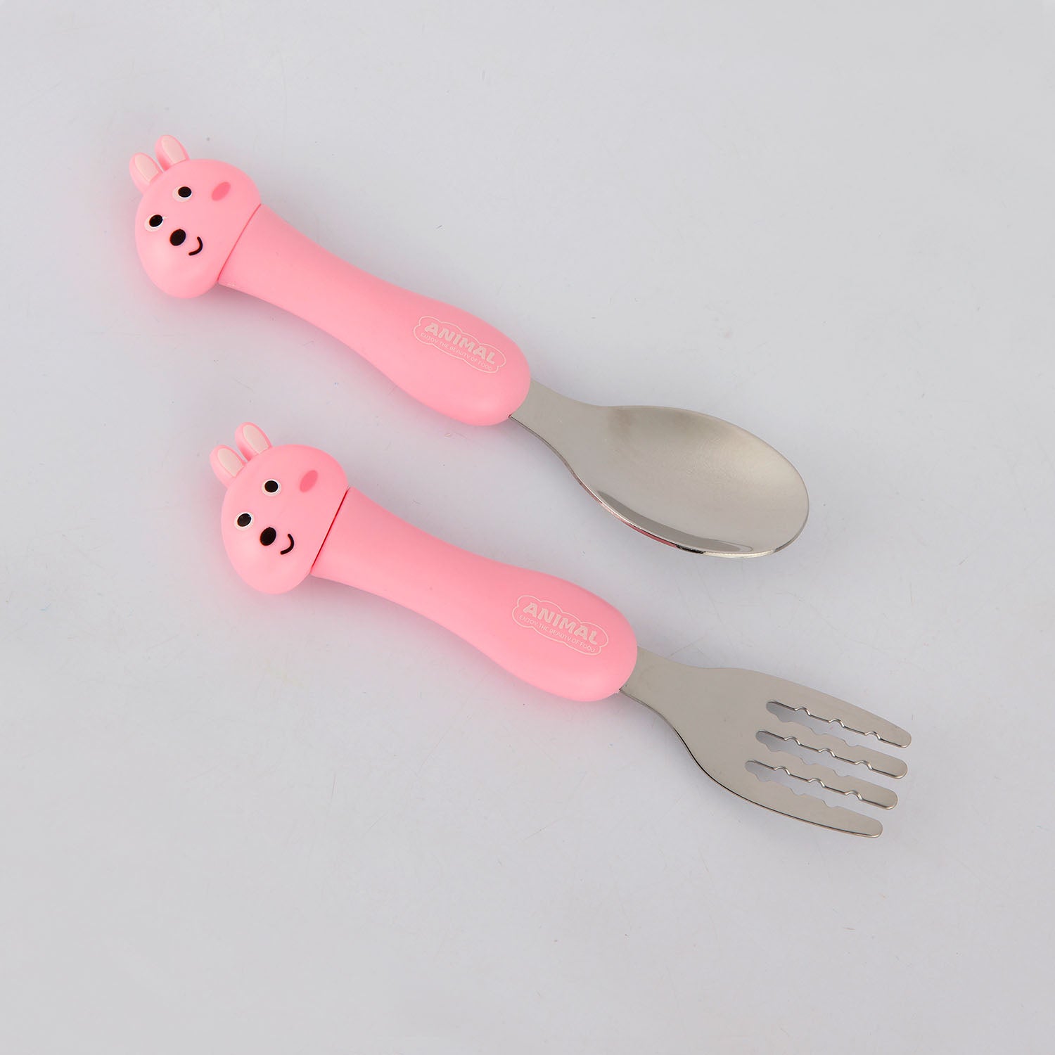 PIG SHAPE FORK & SPOON - PINK