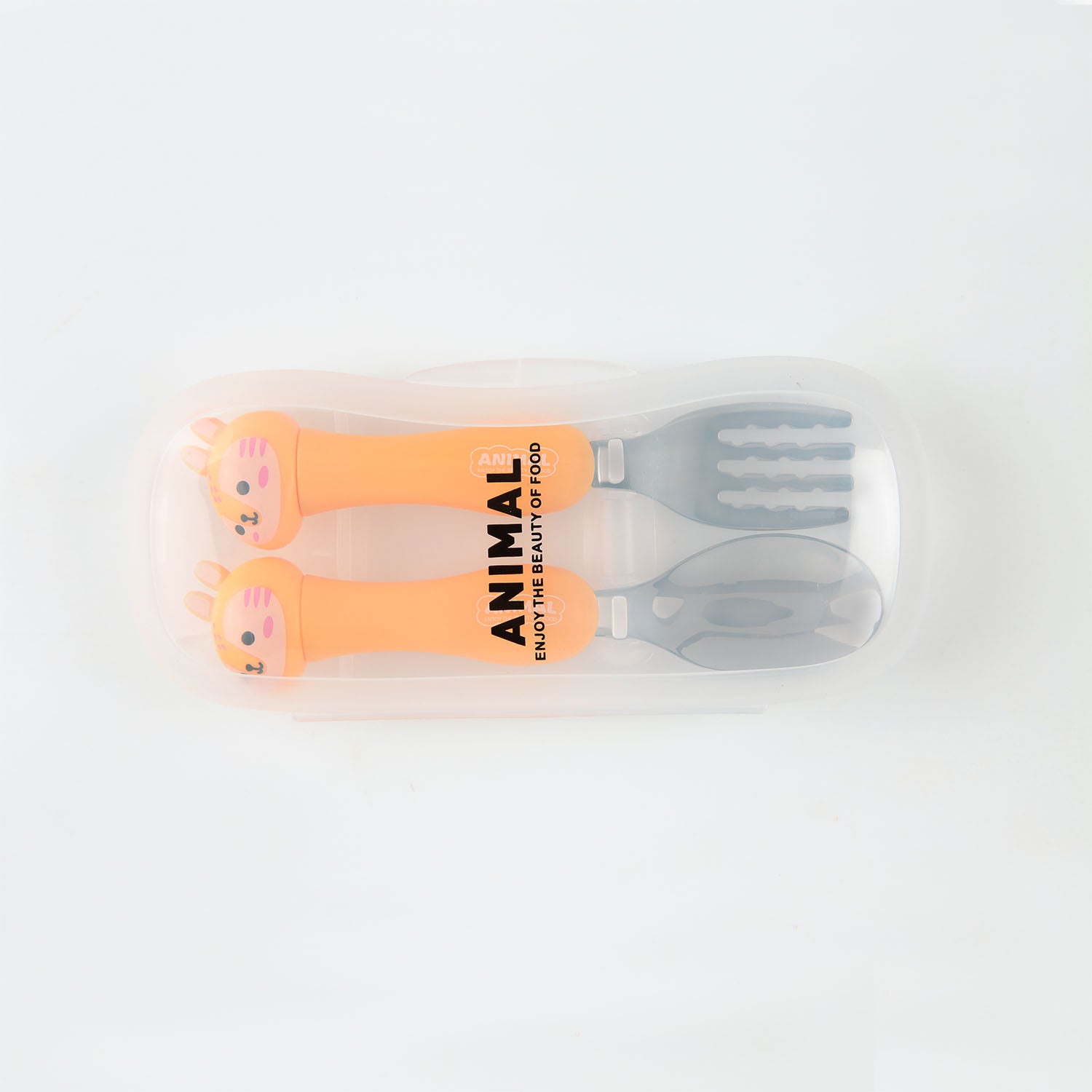 GIRAFFE SHAPE FORK & SPOON - YELLOW