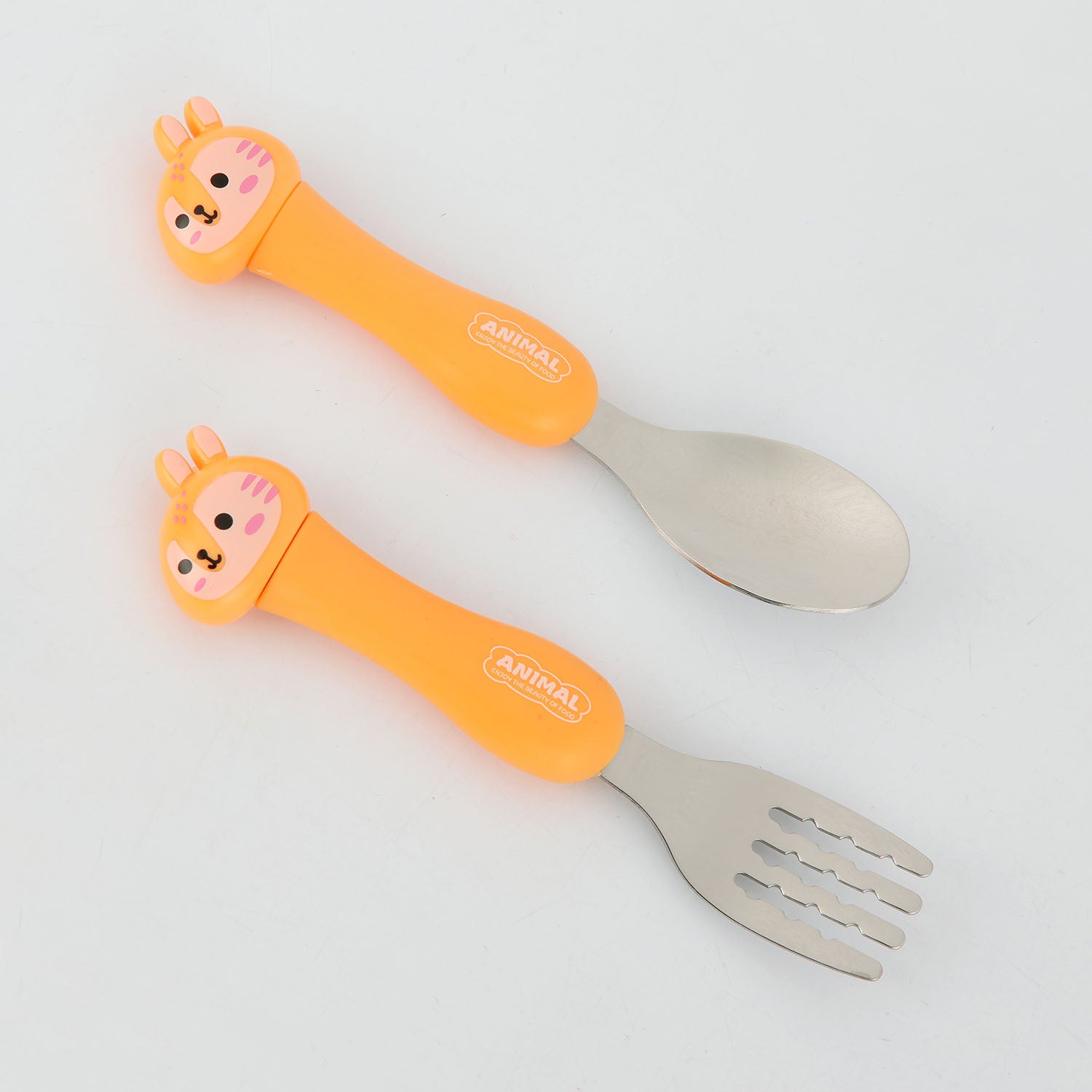 GIRAFFE SHAPE FORK & SPOON - YELLOW