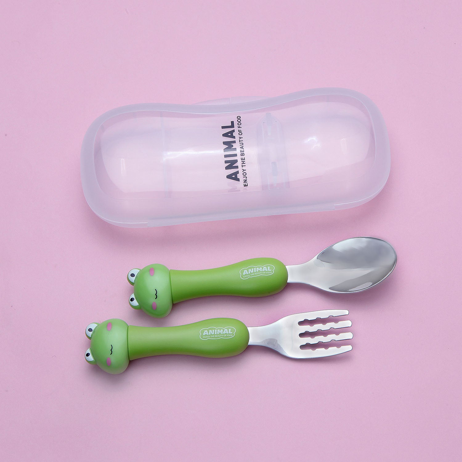 FROG SHAPE FORK & SPOON - GREEN