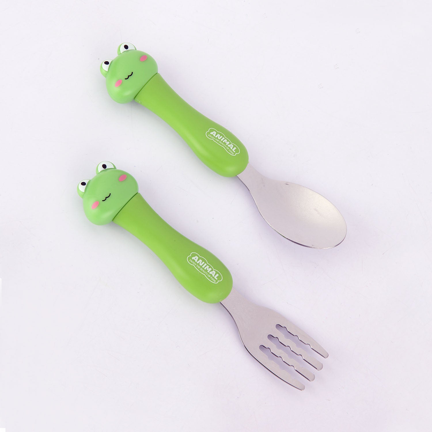 FROG SHAPE FORK & SPOON - GREEN