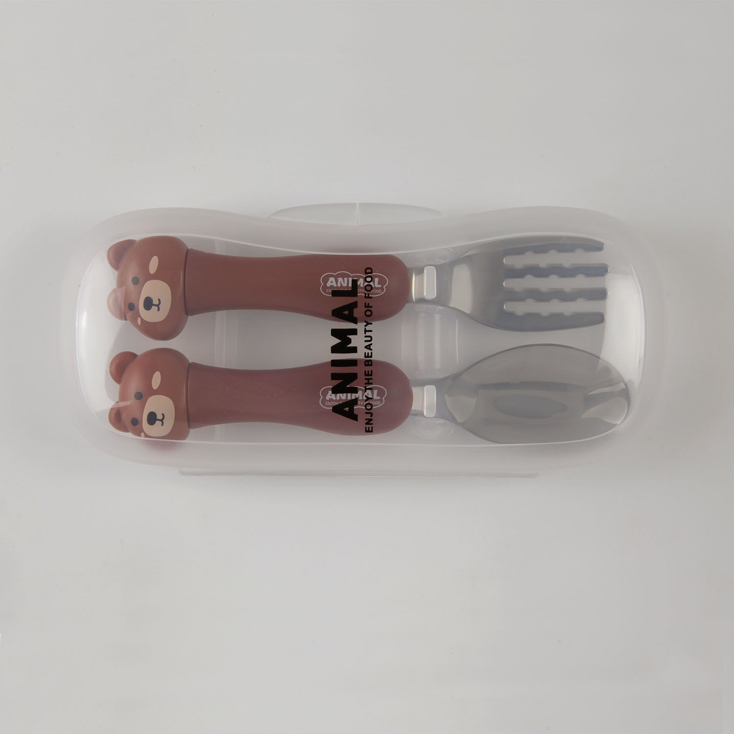 BEAR SHAPE FORK & SPOON - MAROON