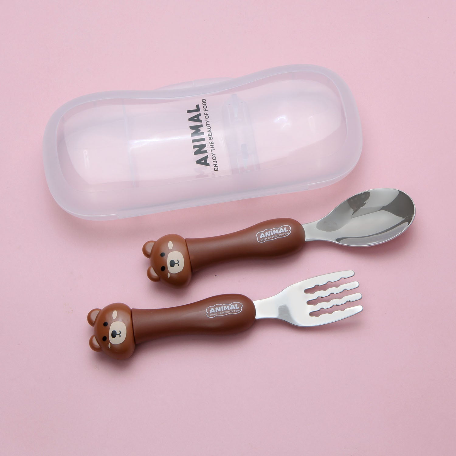 BEAR SHAPE FORK & SPOON - MAROON