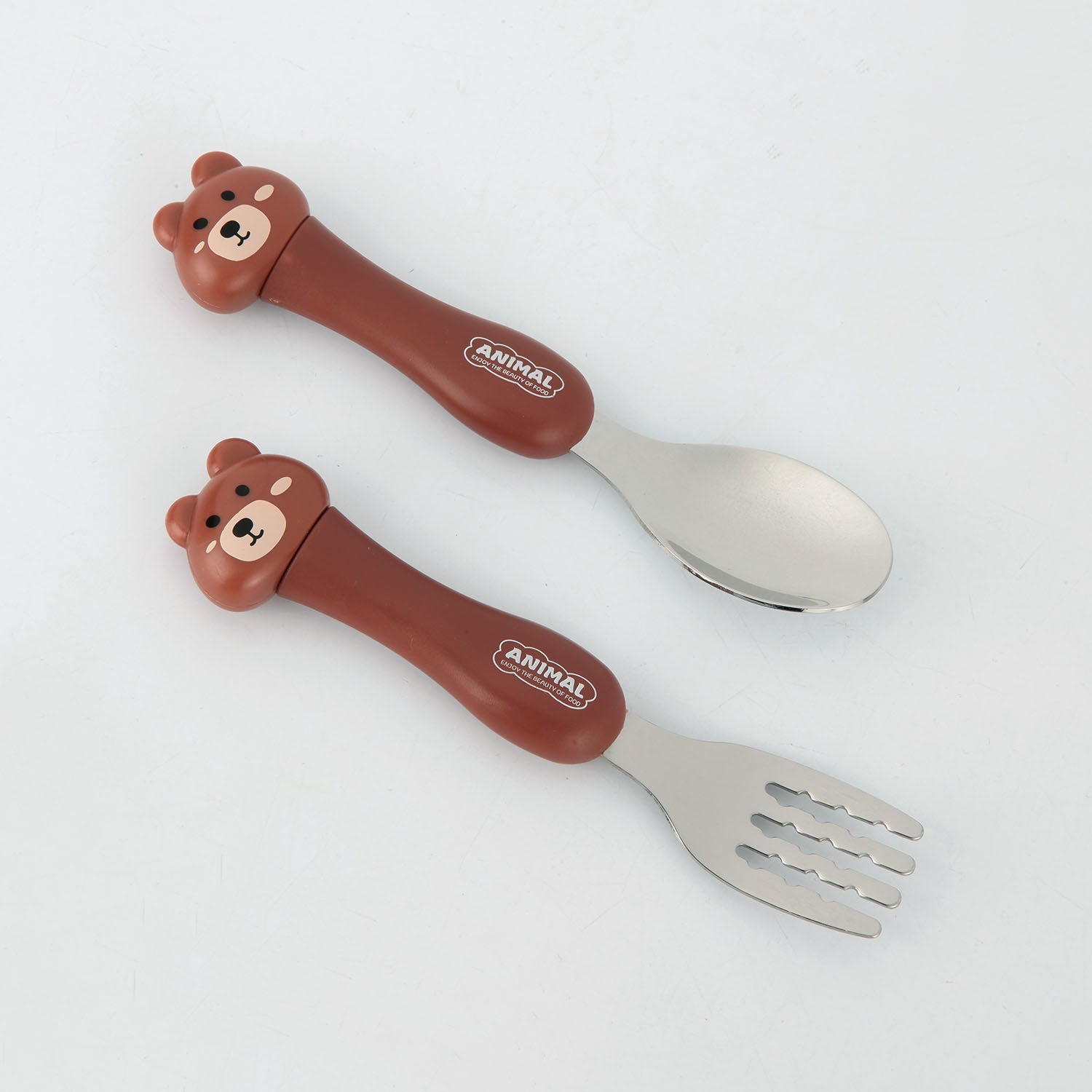 BEAR SHAPE FORK & SPOON - MAROON