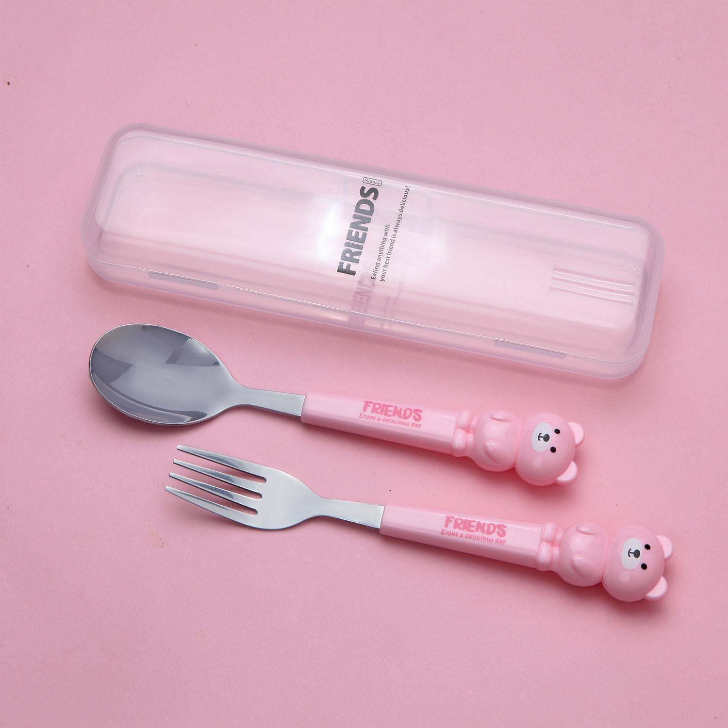 TADDY DESIGN FORK & SPOON - PINK