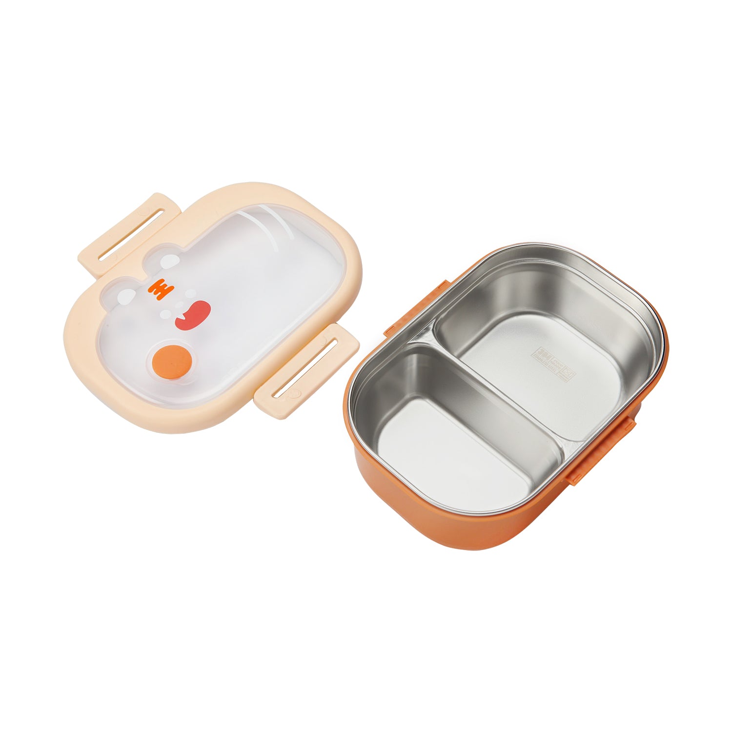 BUNNY DESIGN DOUBLE COMPARTMENT LUNCH BOX - ORANGE