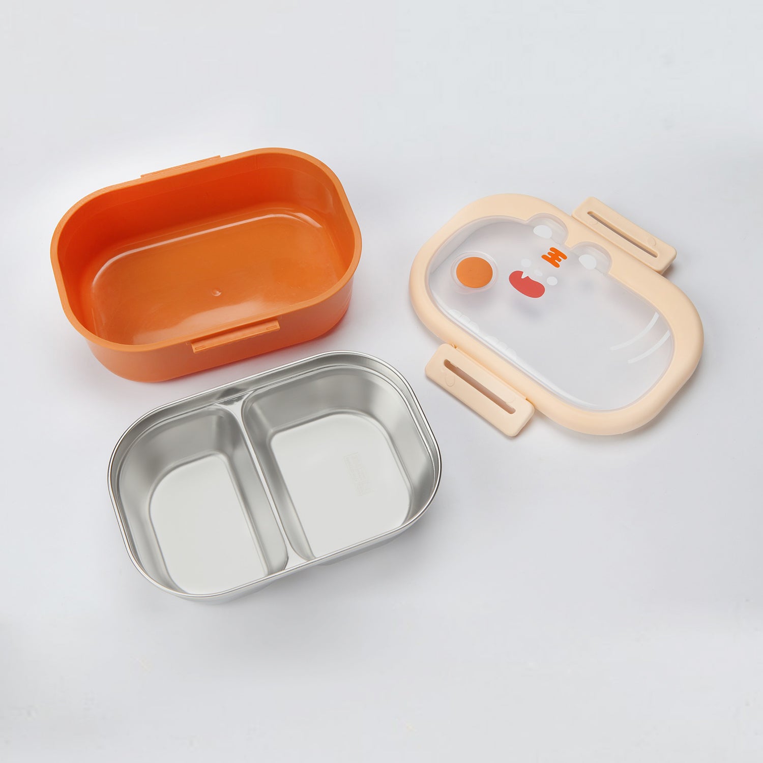 BUNNY DESIGN DOUBLE COMPARTMENT LUNCH BOX - ORANGE