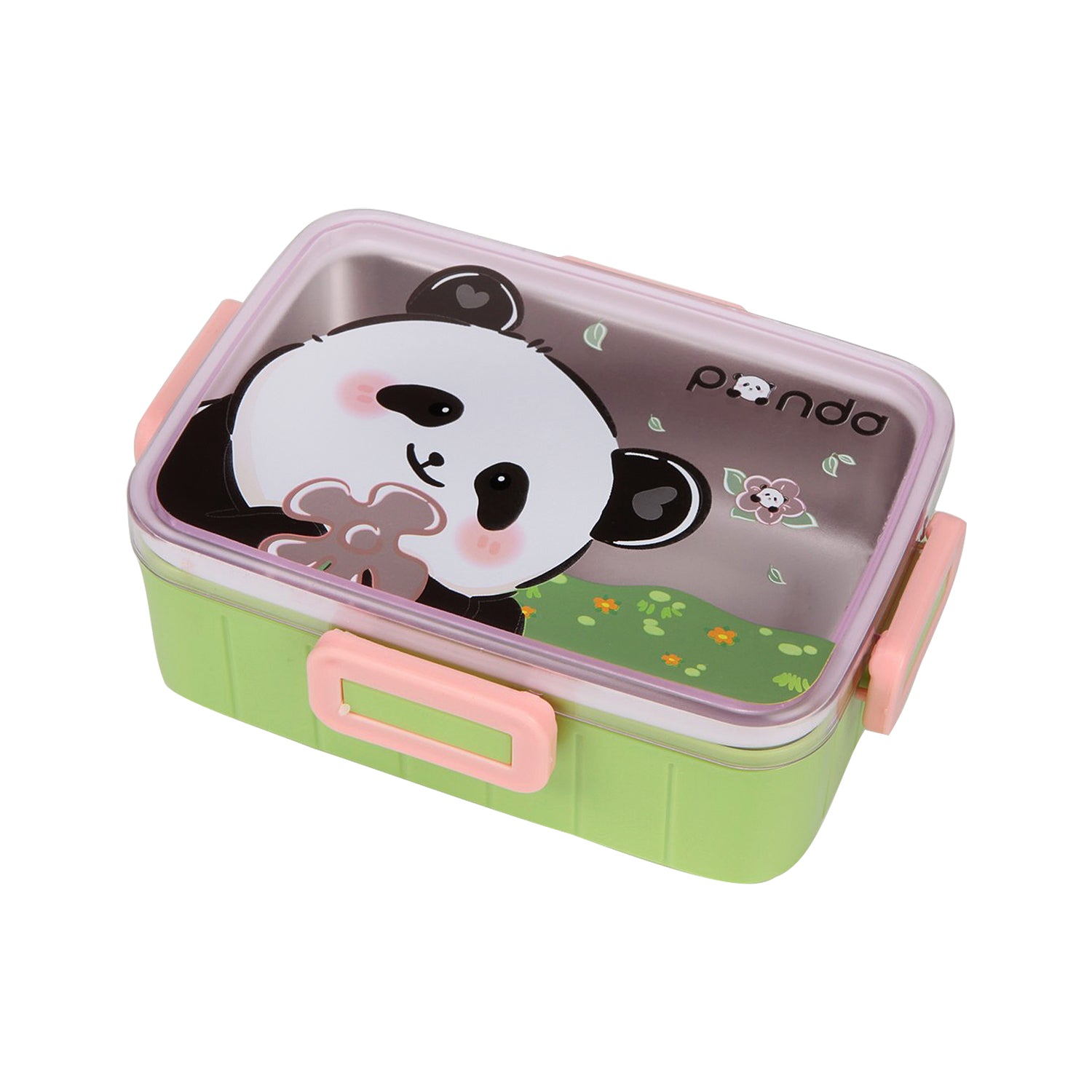 PANDA PRINT LUNCH BOX - GREEN & PINK