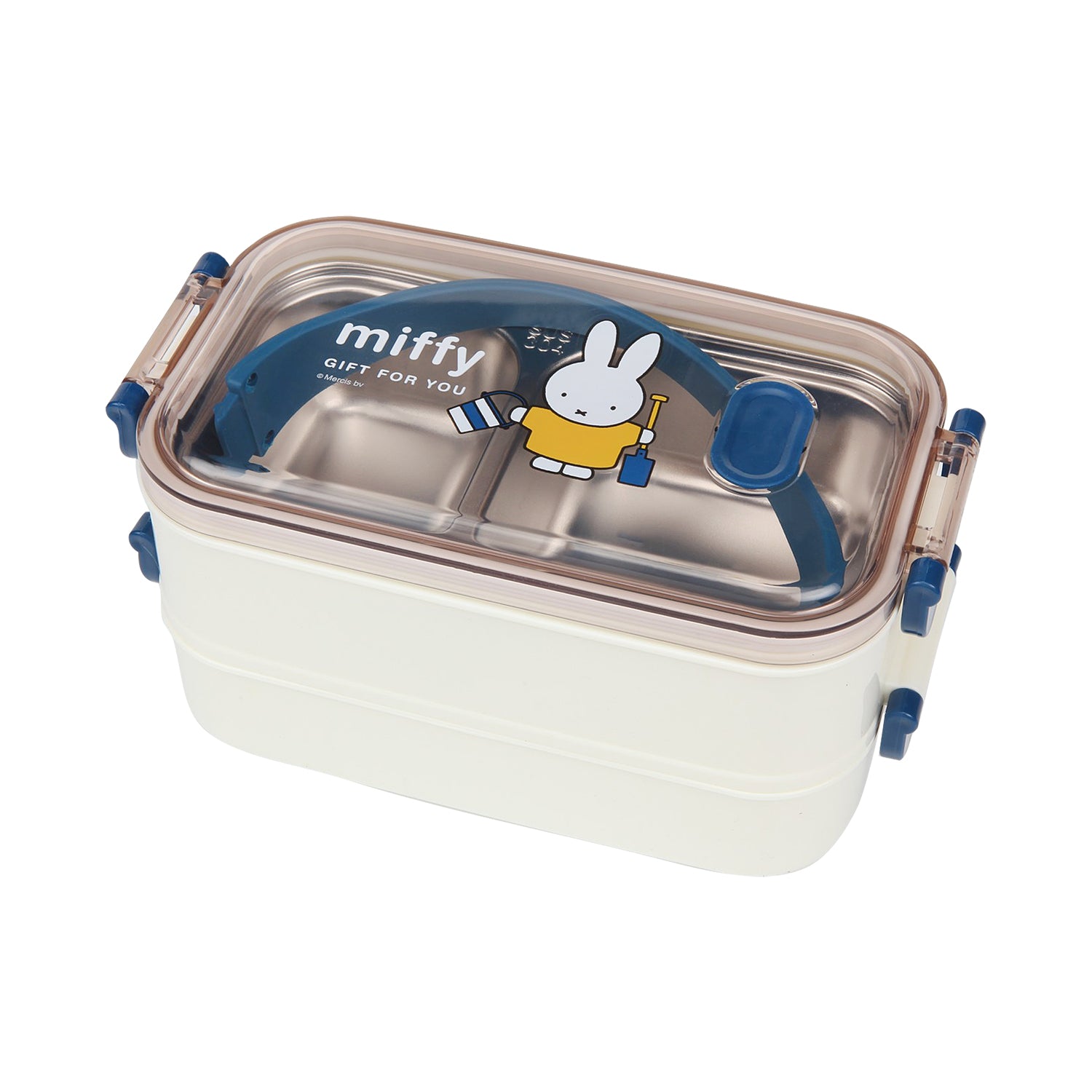 DOUBLE CONTAINER BUNNY RABBIT PRINT LUNCH BOX - BLUE