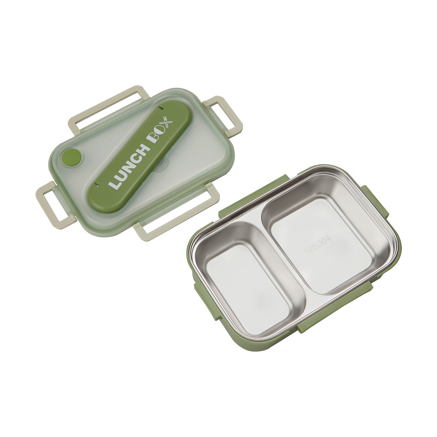 DUAL COMPARTMENT DITACHABLE LUNCH BOX - GREEN