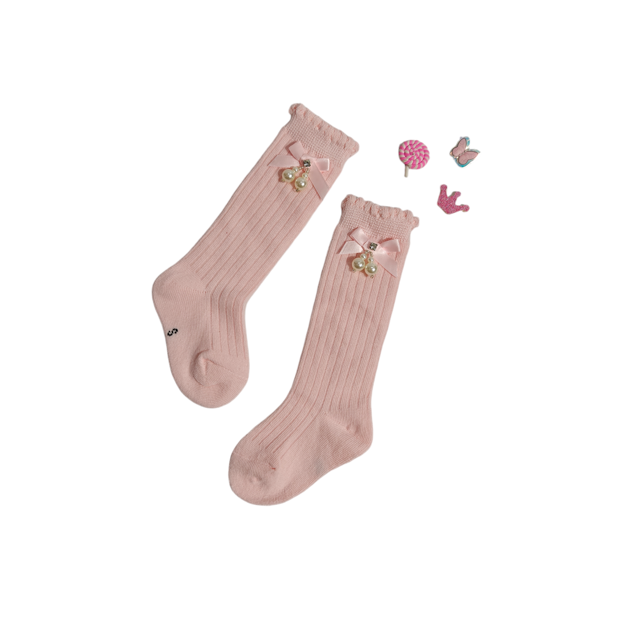 GIRLS' PEARL EMBELLISHED LONG SOCKS