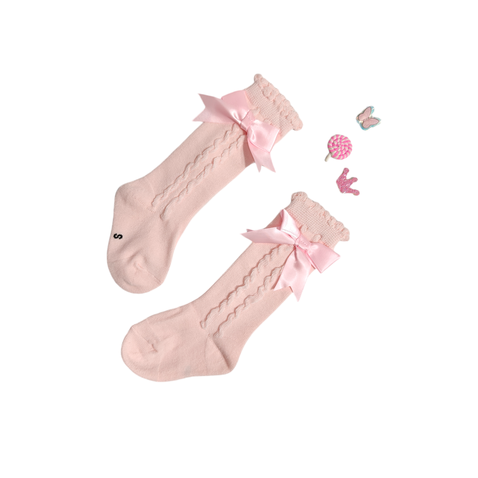 GIRLS' SWIRL & BOW DETAILED LONG SOCKS