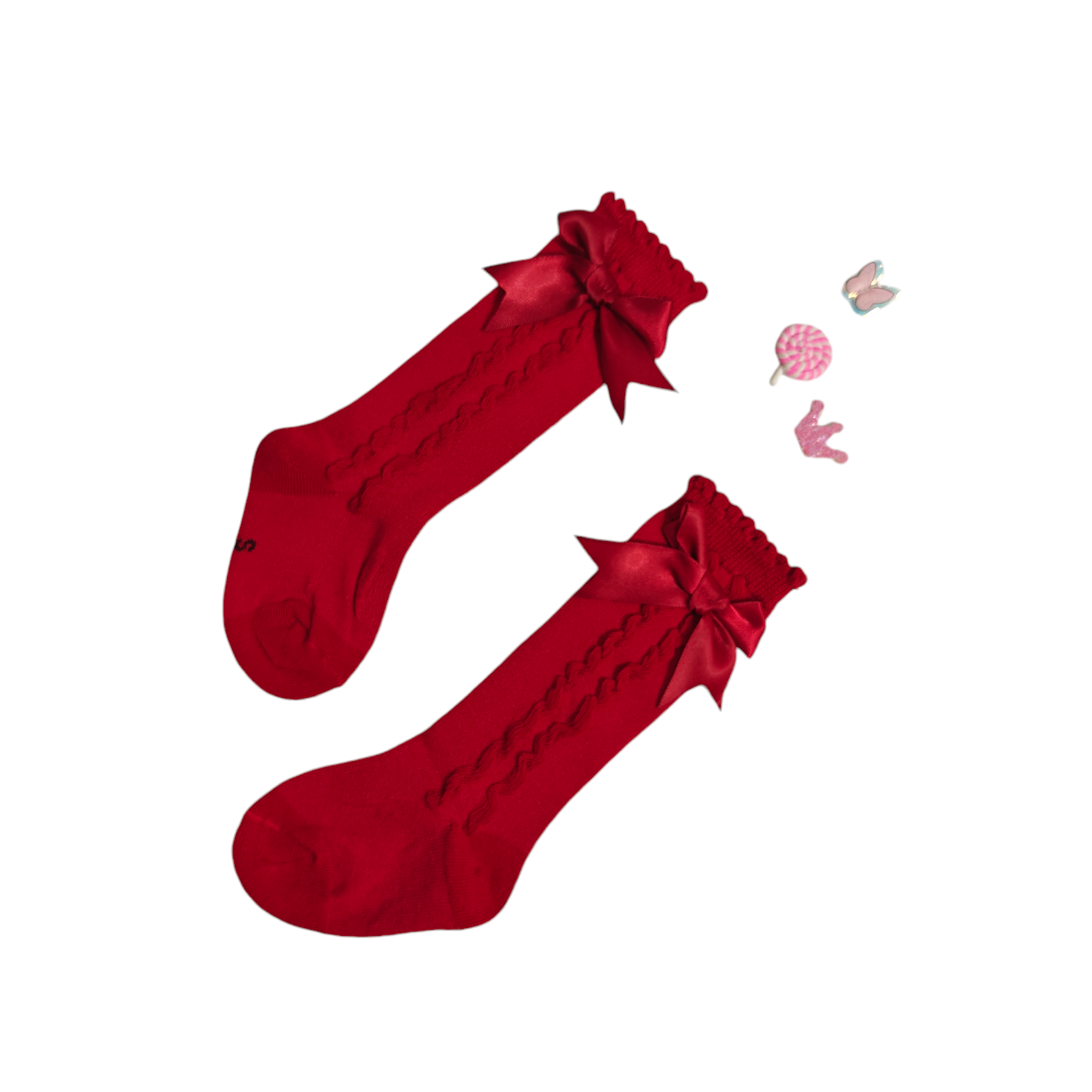 GIRLS' SWIRL & BOW DETAILED LONG SOCKS